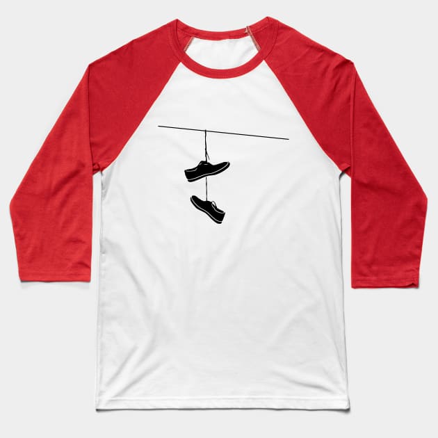 Shoes on a Wire Black Baseball T-Shirt by AKdesign